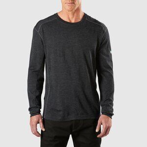 KUHL L Charcoal 100% Merino Wool Skar Baselayer Crew Neck Shirt Long Sleeve